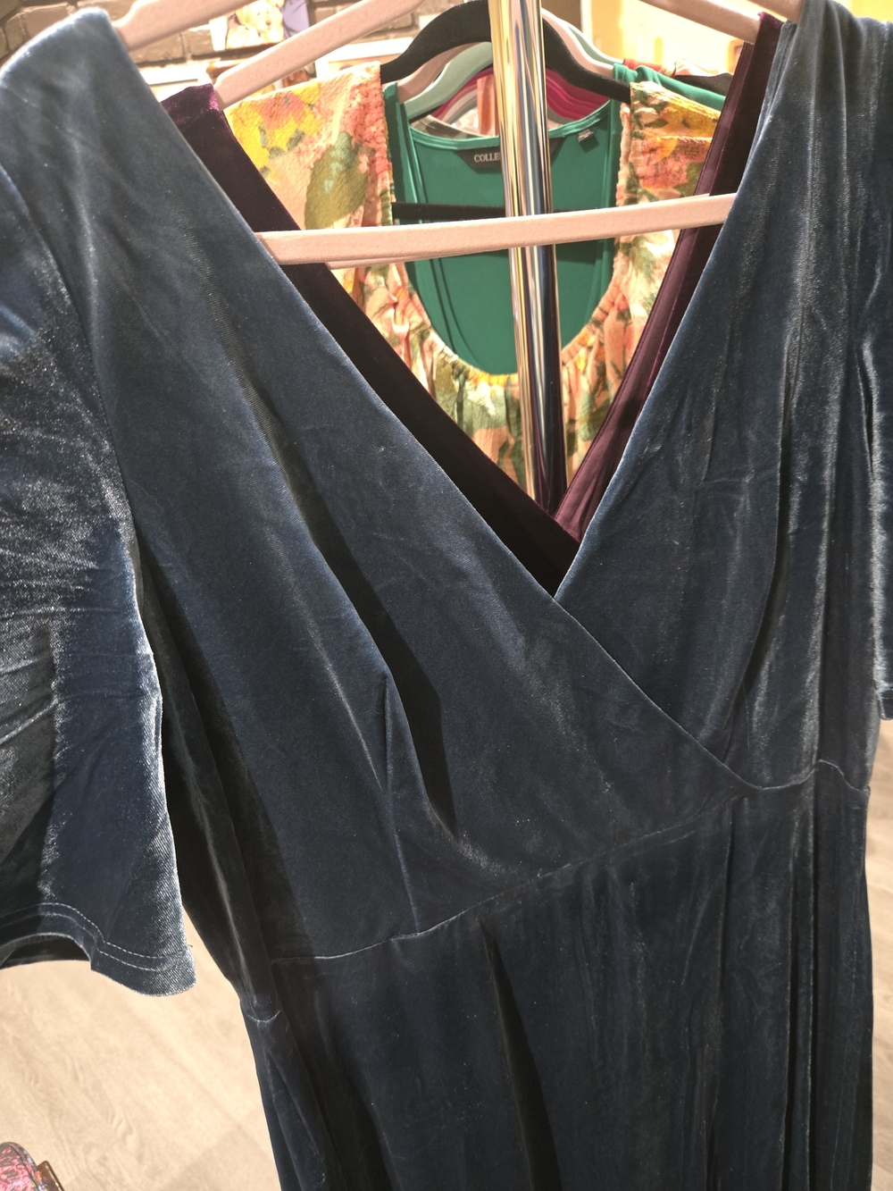 Ever Pretty Navy Soft Velvet Faux-Wrap-Style Floor Length Dress NWT. Size 20W